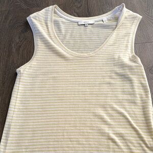 Vince Cream and White Striped Tank Top